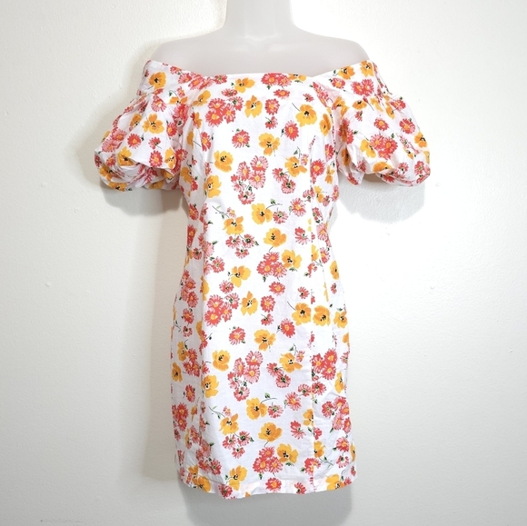 PRINCESS POLLY Charlene Multicolor Floral Puff Sleeve Mini Dress Size 4 - Picture 3 of 10